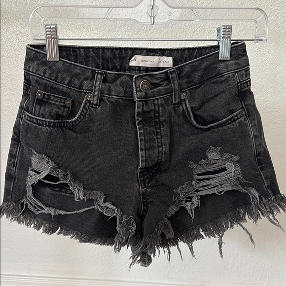 Subdued Pants - Subdued Vintage Crop Black Distressed Denim Shorts